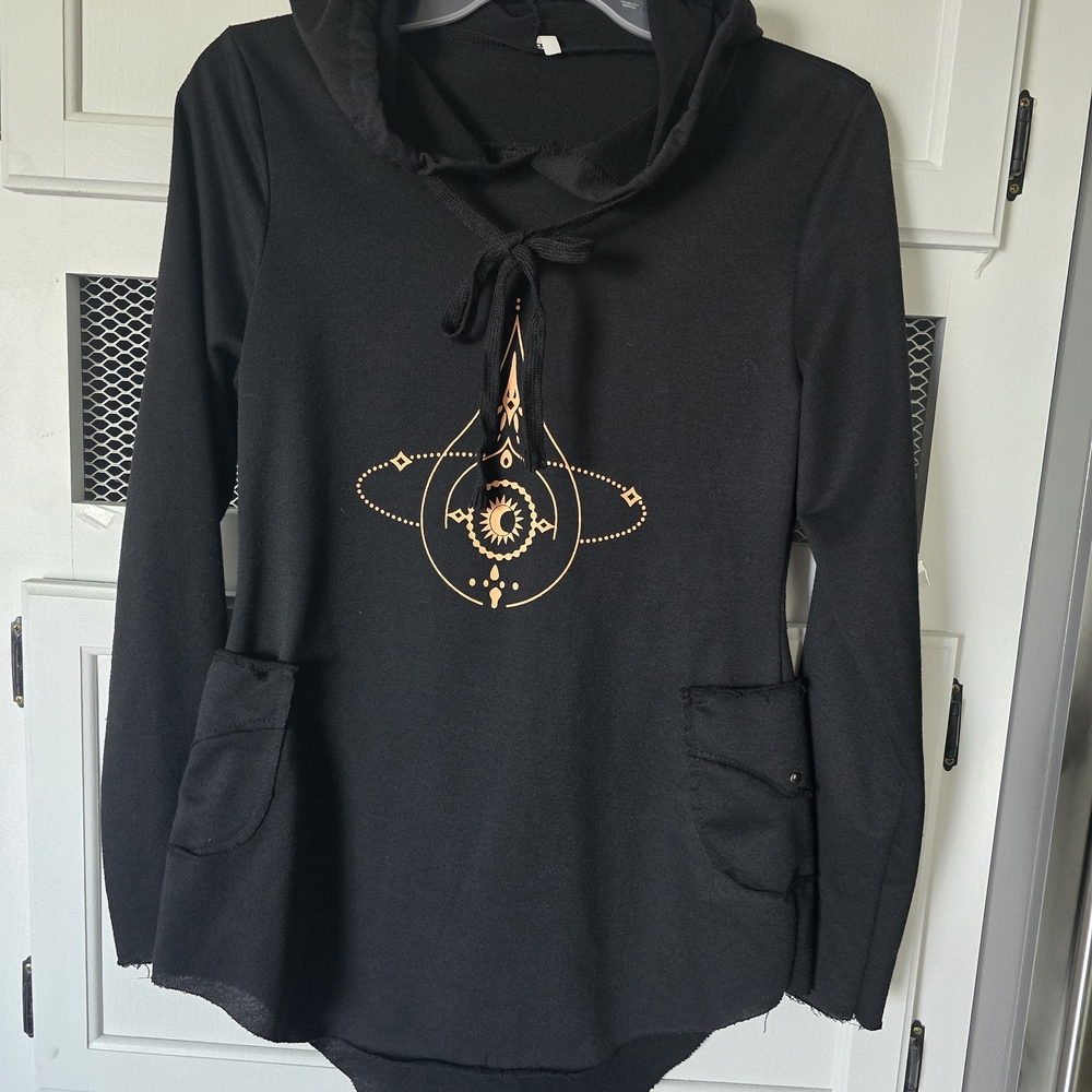 Black Long Sleeve with Gold Graphic